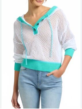 Small 525 Open Knit Hooded Sweater